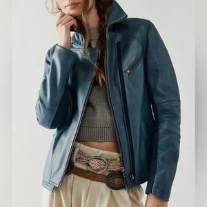 NWT Free People Cora Leather Moto Jacket